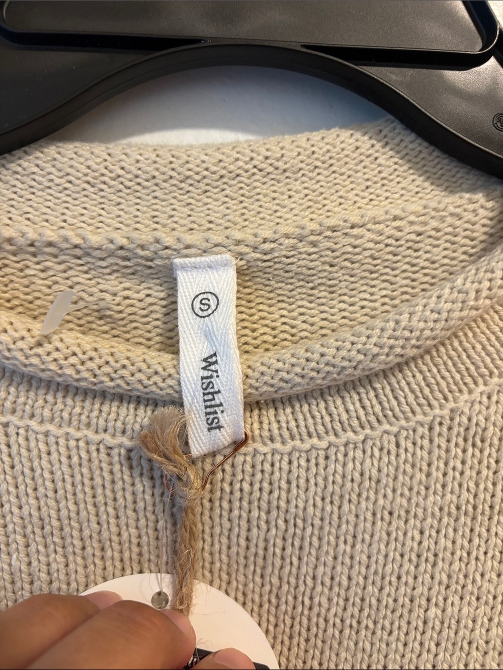 Wishlist Beige Crewneck Sweater with Dog Intarsia and Burgundy Accents - Picture 3 of 5